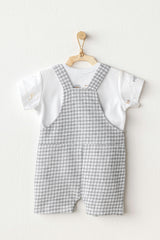 Grey Little King Gingham Jumpsuit Set