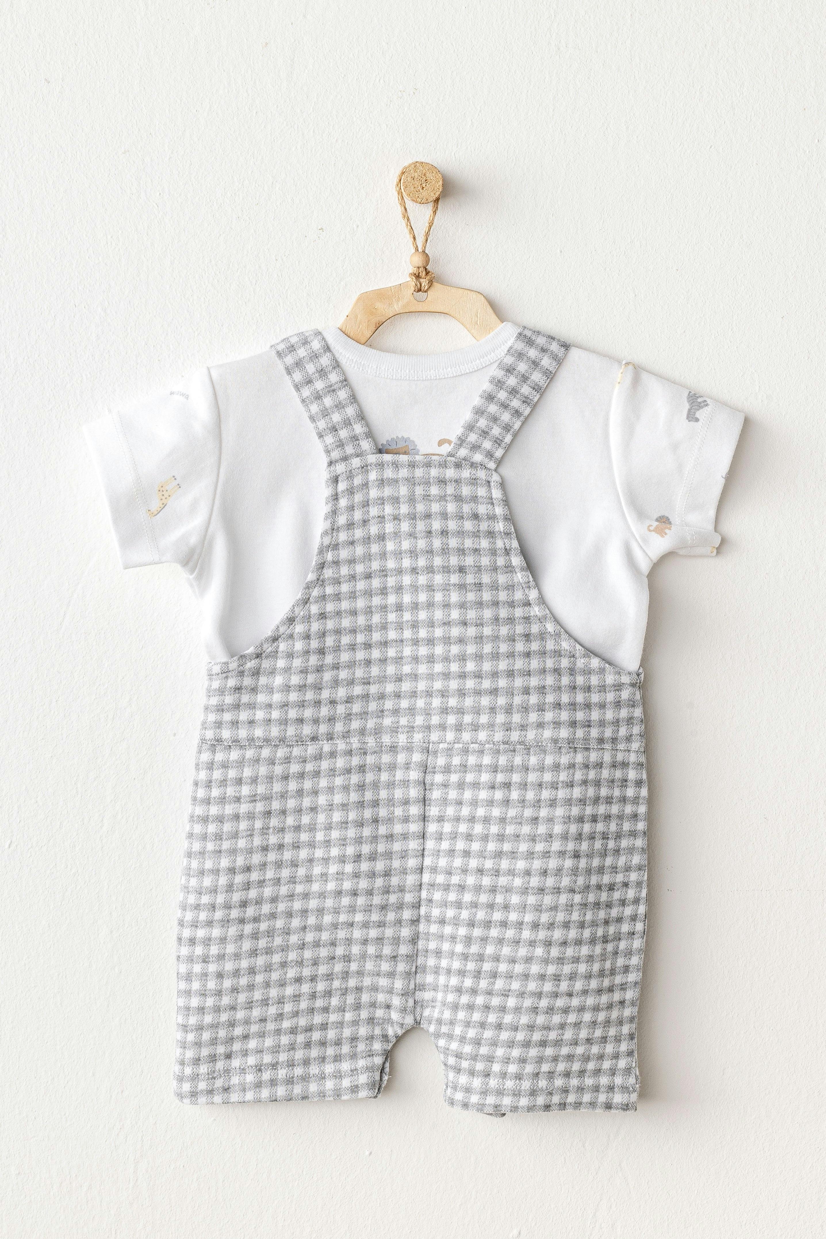 Grey Little King Gingham Jumpsuit Set