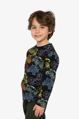 Organic Cotton Long Sleeve T-Shirt Black Monster Truck Print
