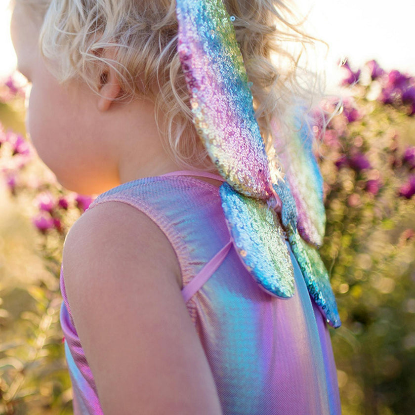 Rainbow Sequins Skirt w/Wings & Wand Size 5/6