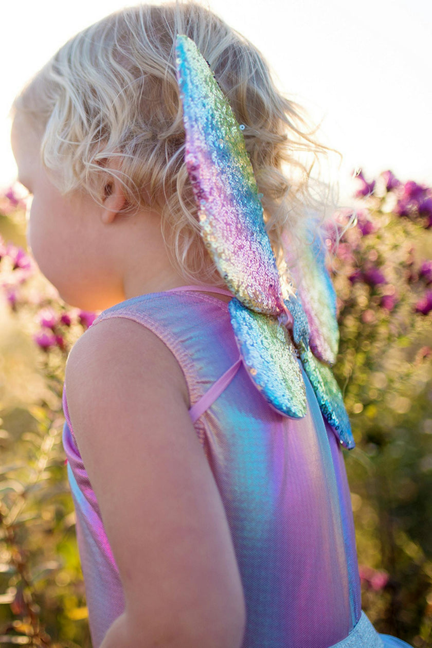 Rainbow Sequins Skirt w/Wings & Wand Size 5/6