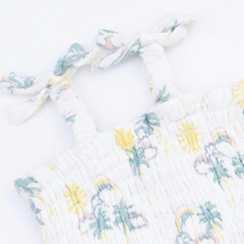 Palm Trees and Rainbows - Smocked Bubble with Skirt