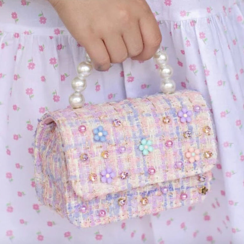 Multi Flower Tweed Purse