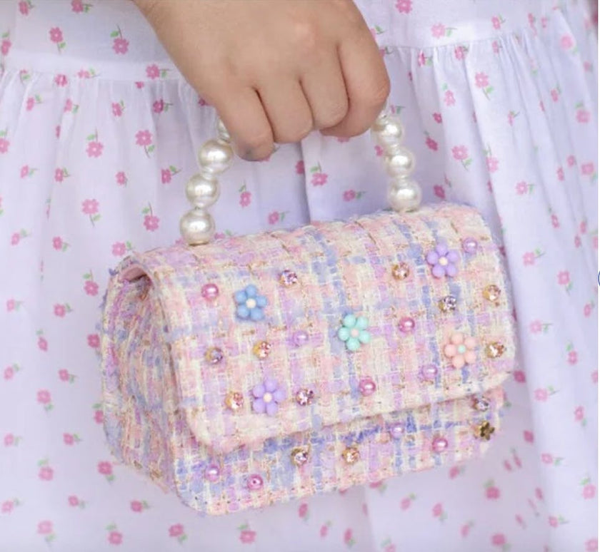 Multi Flower Tweed Purse