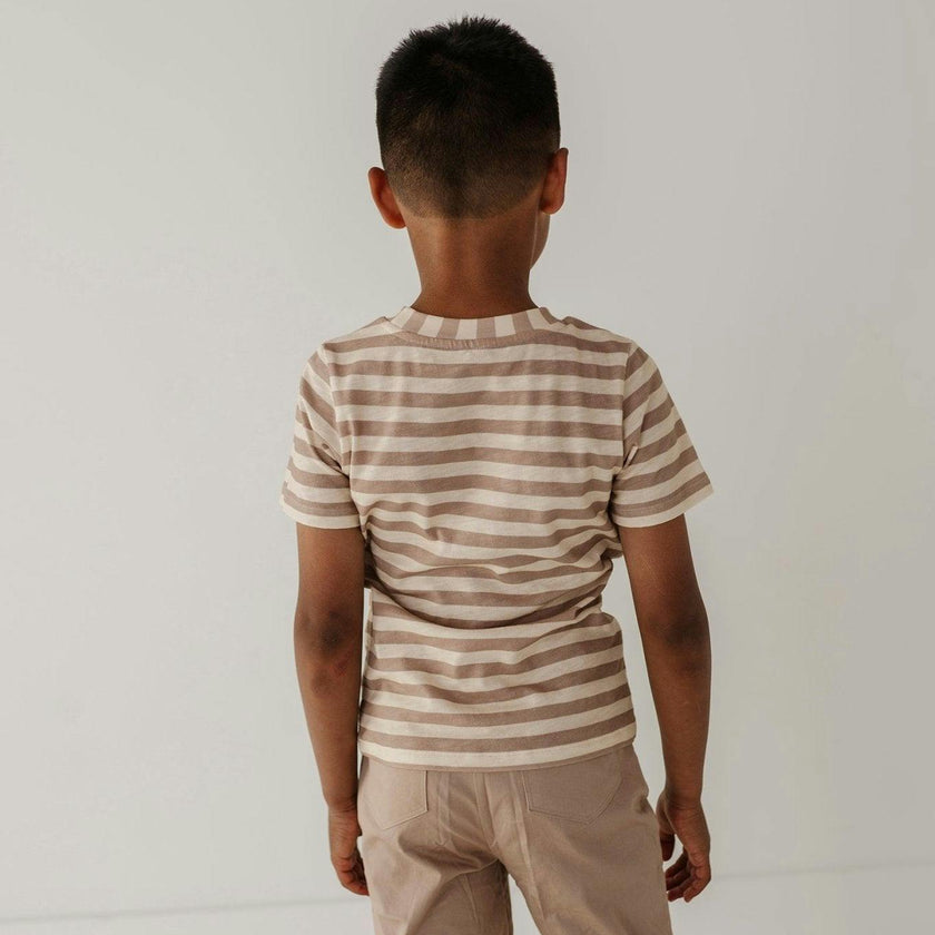 Short Sleeve Tee Taupe Stripe