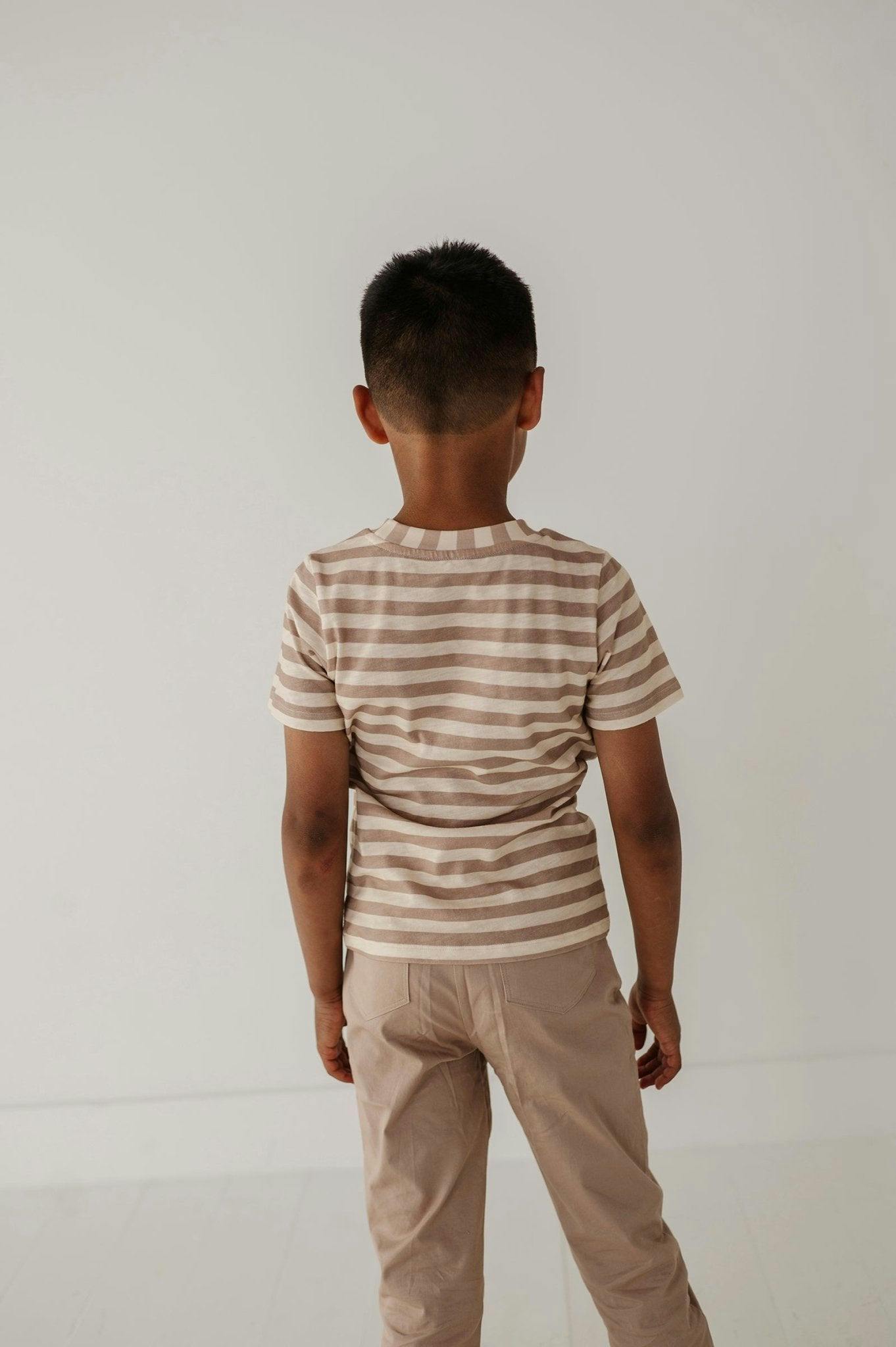 Short Sleeve Tee Taupe Stripe