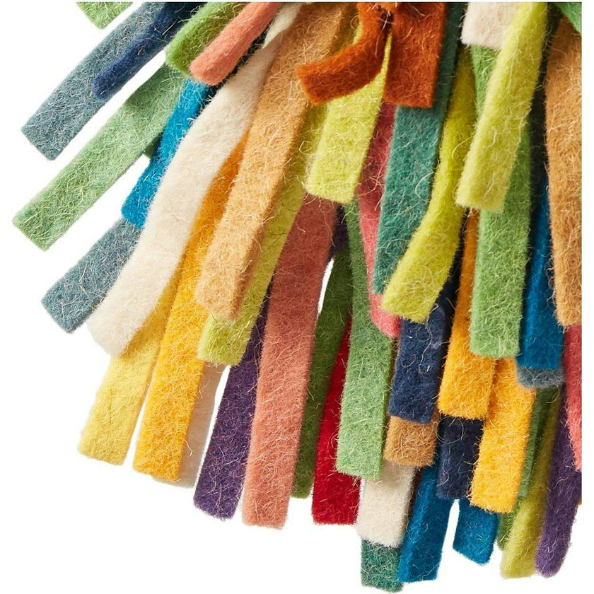 Handmade Hand Felted Wool Christmas Tree Topper - Multicolor Fringe