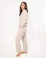 Women's Twill Pajama Set in Camel Gingham