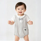 Gray Check Bow Romper