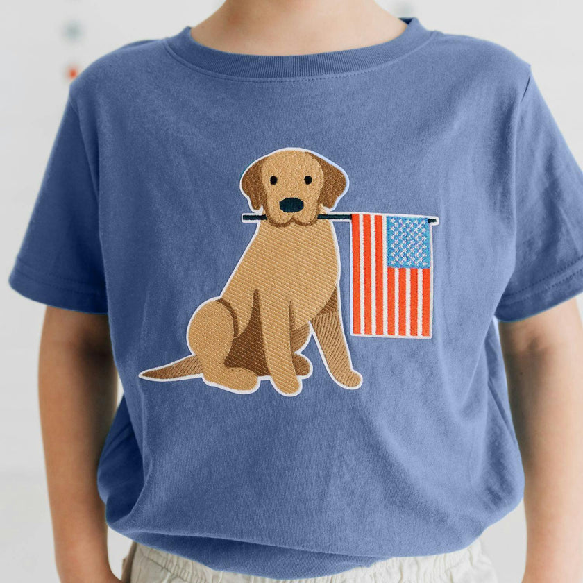 Patriotic Pup Patch Short Sleeve T-Shirt - Indigo