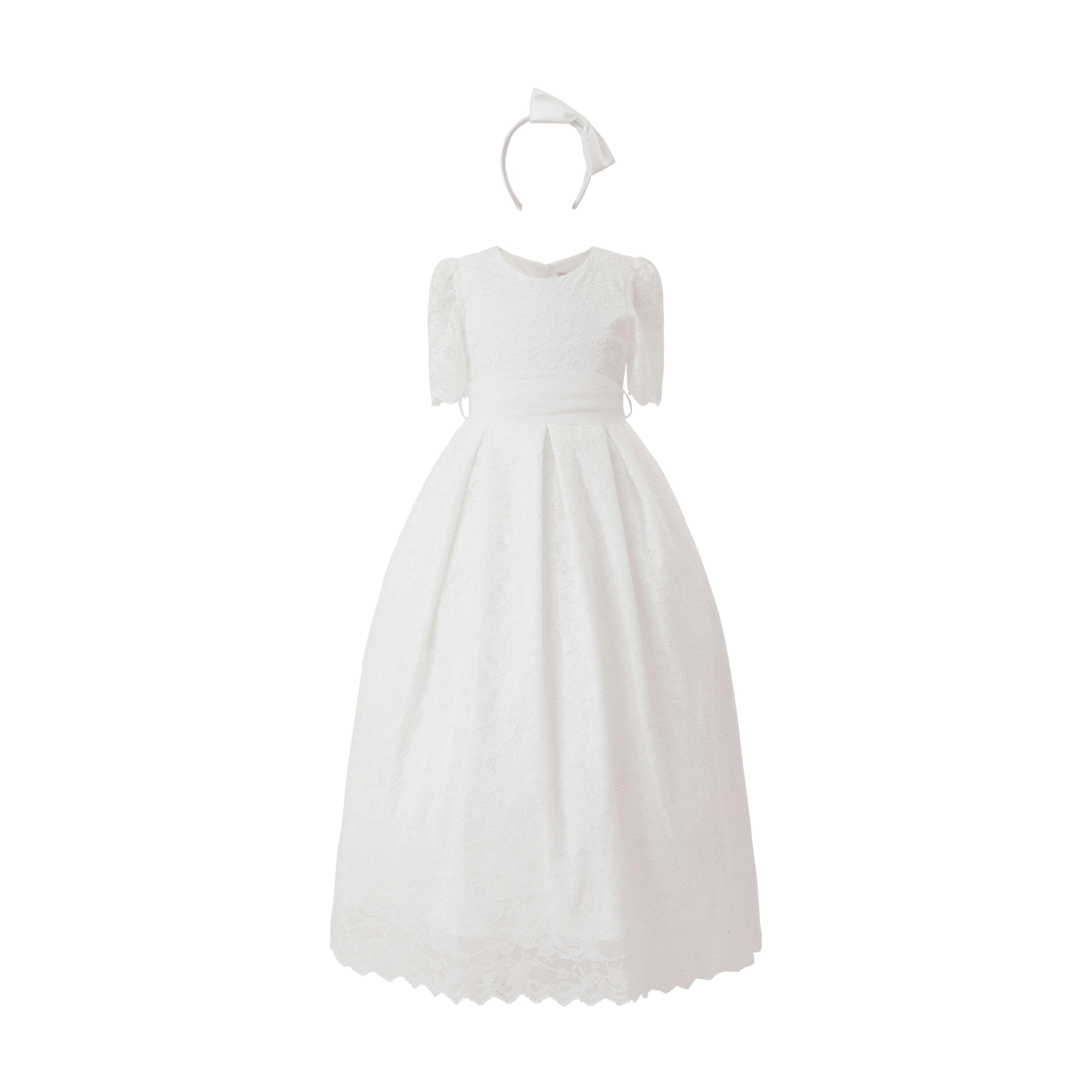 White Belciana Short Sleeve Lace Dress