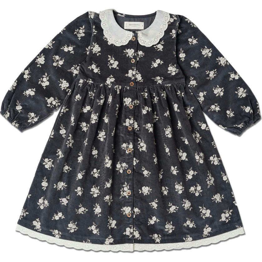 Organic Corduroy Collared Button Dress
