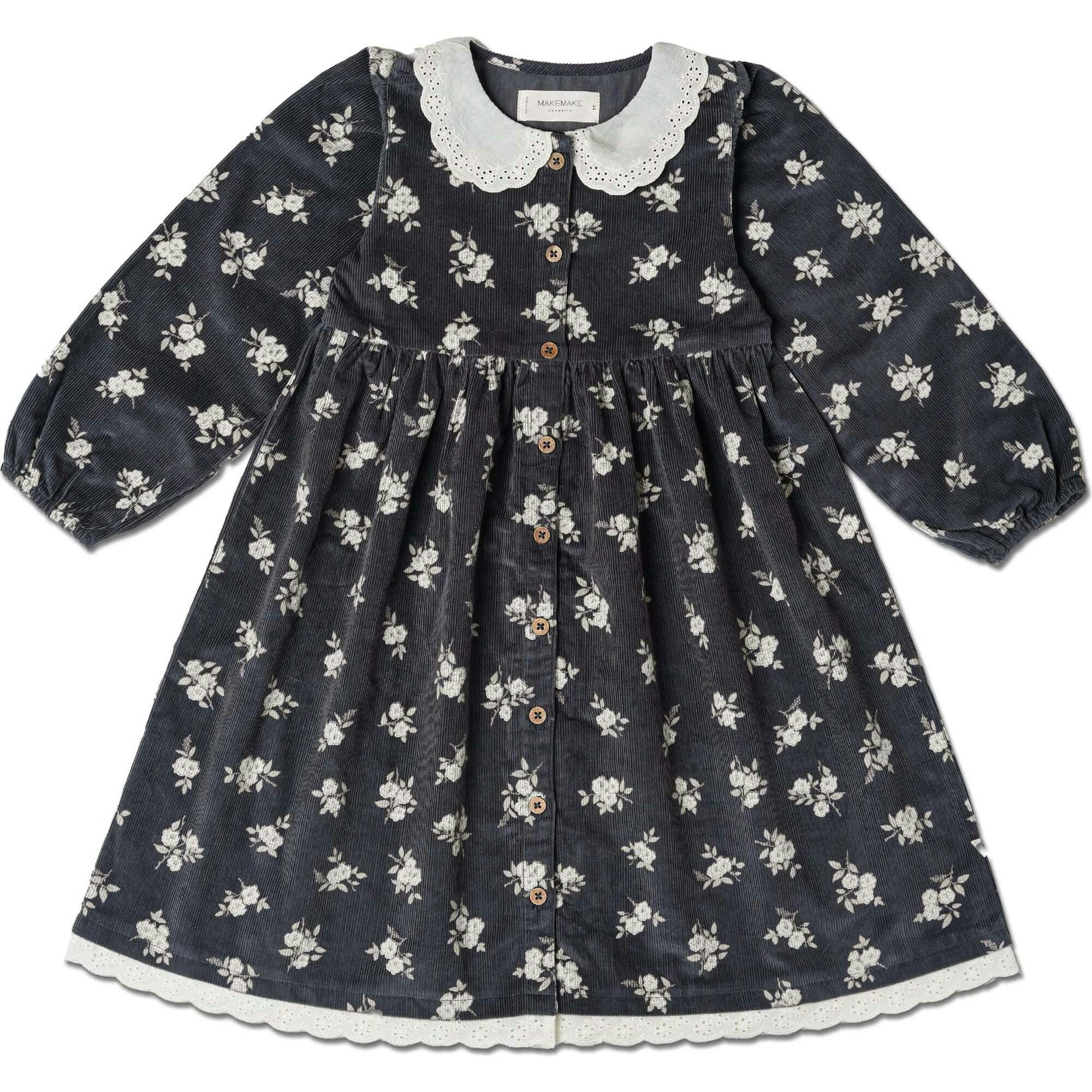 Organic Corduroy Collared Button Dress
