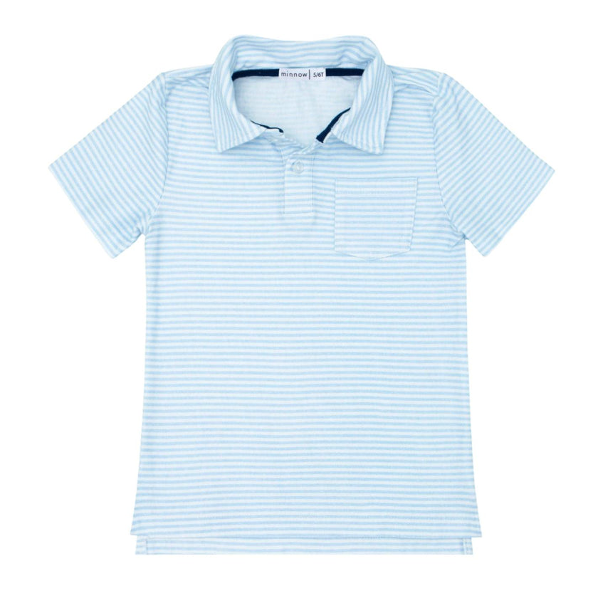 boys powder blue stripe cotton polo