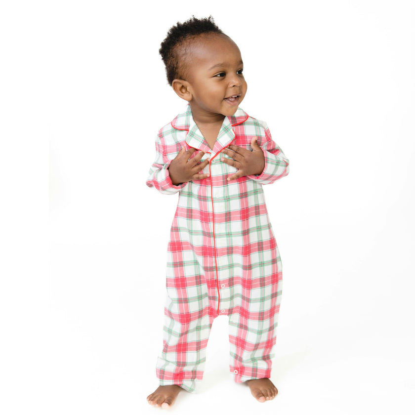 Holiday Plaid - Long Sleeve Coat Style Romper