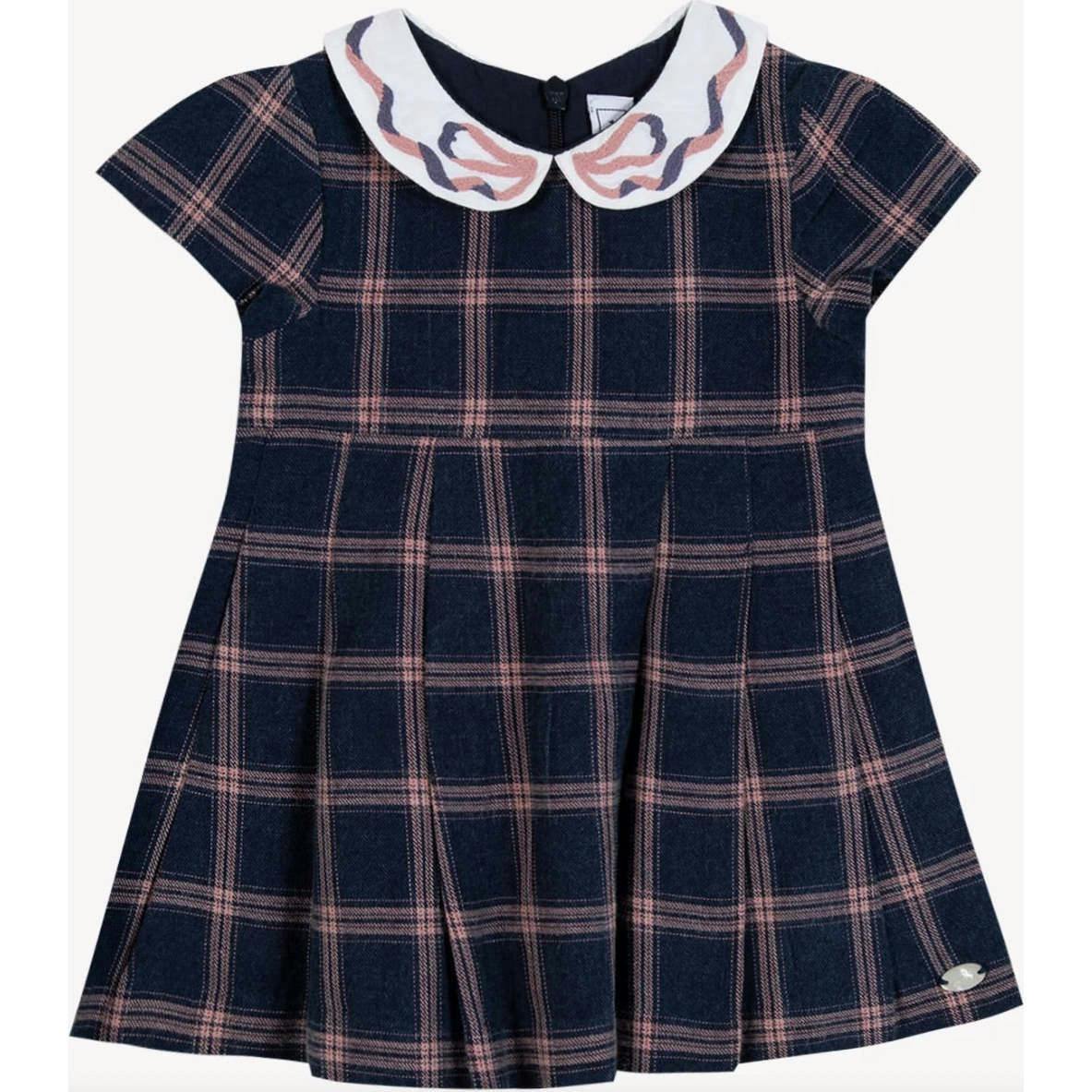 TARTINE ET CHOCOLAT COTON PLAID DRESS - MYOSOTIS