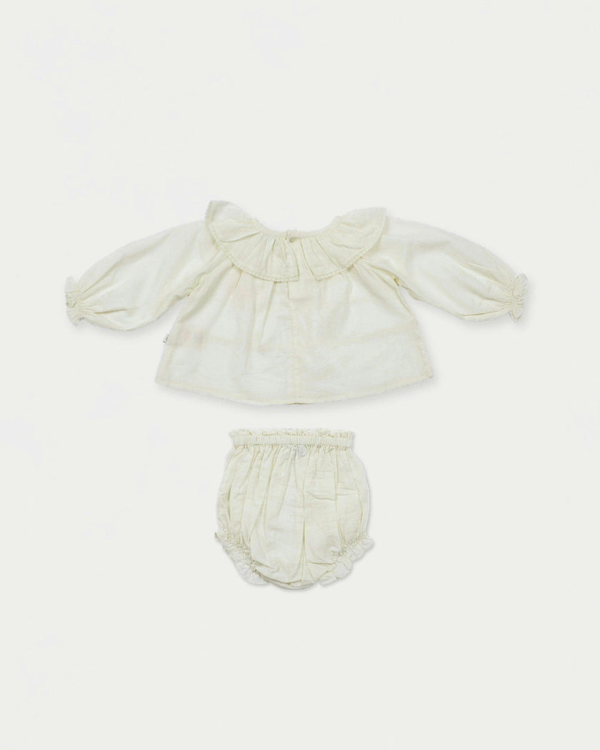 Daisy Baby Blouse & Bloomer Set - Ivory