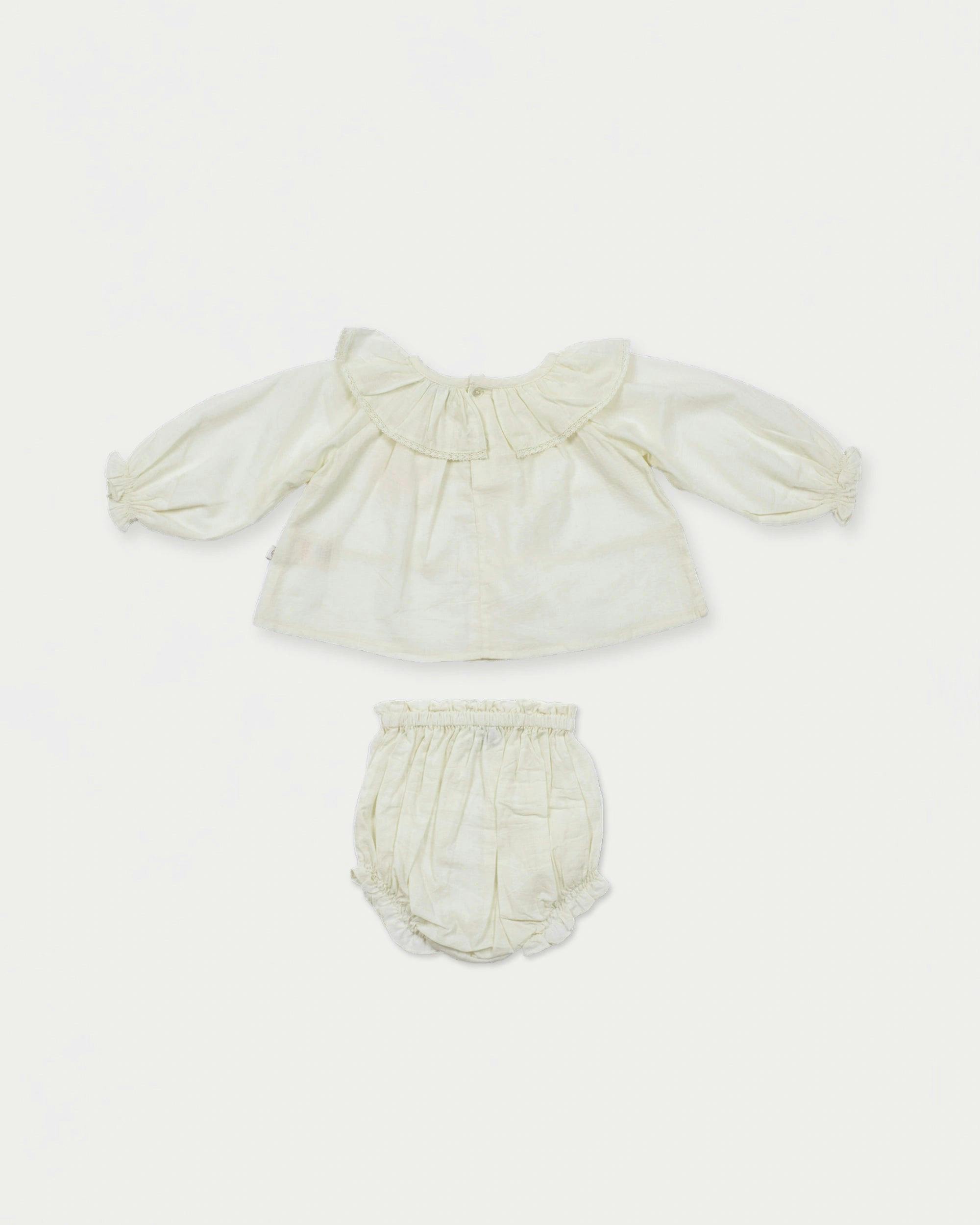 Daisy Baby Blouse & Bloomer Set - Ivory