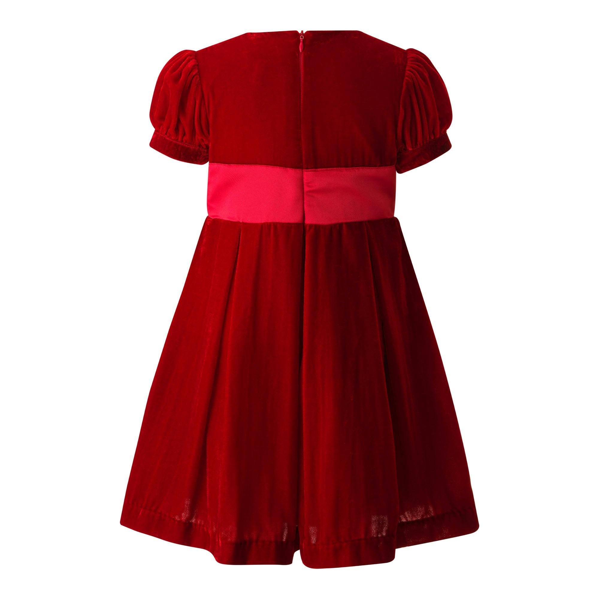 Crushed Velvet Bow Ribbon Tie Short Puff Sleeve Dress