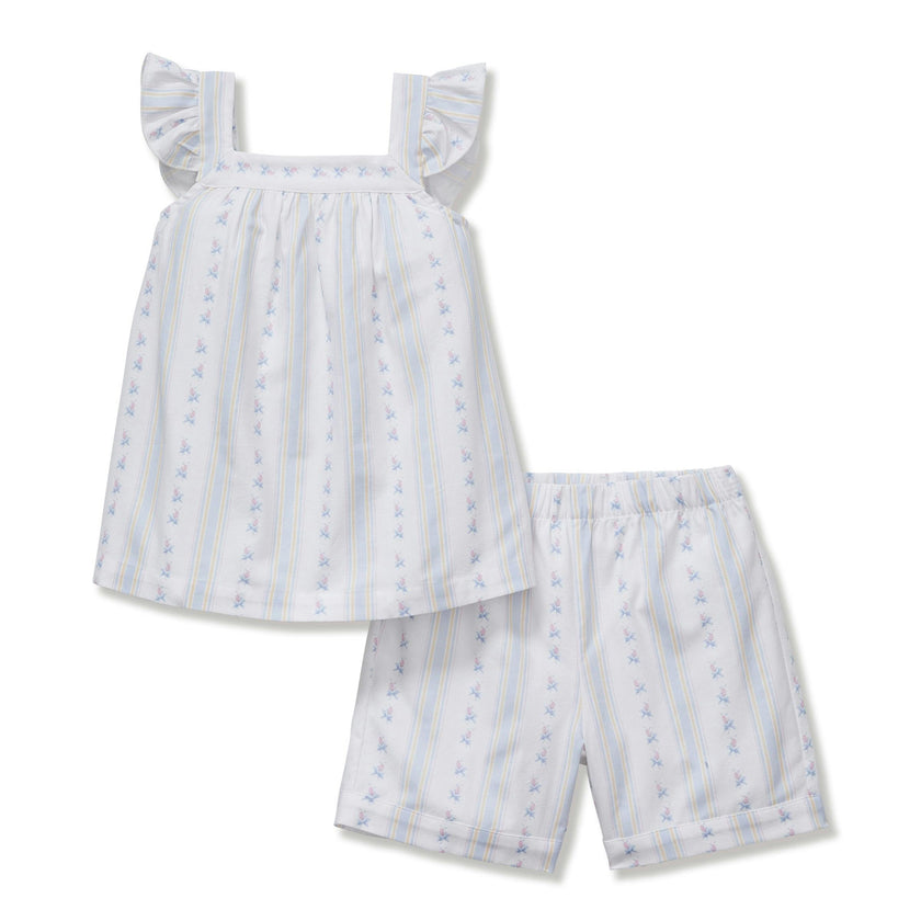Girl's Twill Clara Short Set in Cottage Stripe