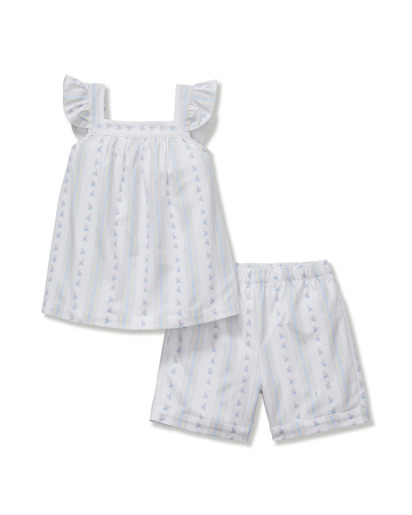 Girl's Twill Clara Short Set in Cottage Stripe
