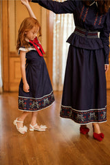 Bluebell Skirt in Sapphire Rosette Embroidery