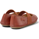 Right Elastic Strap Leather Ballerinas, Red