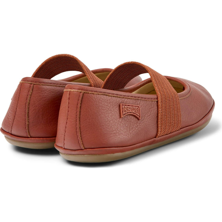 Right Elastic Strap Leather Ballerinas, Red