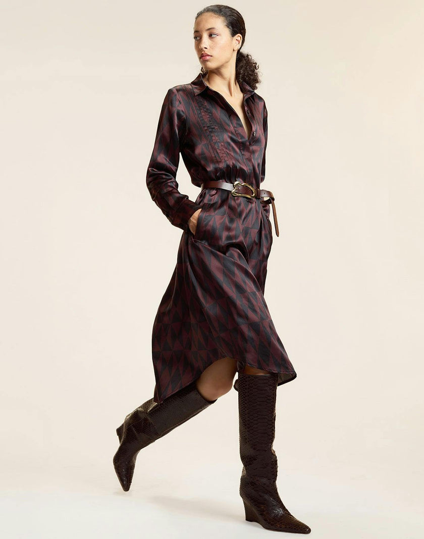 Silk Pintuck Shirt Dress