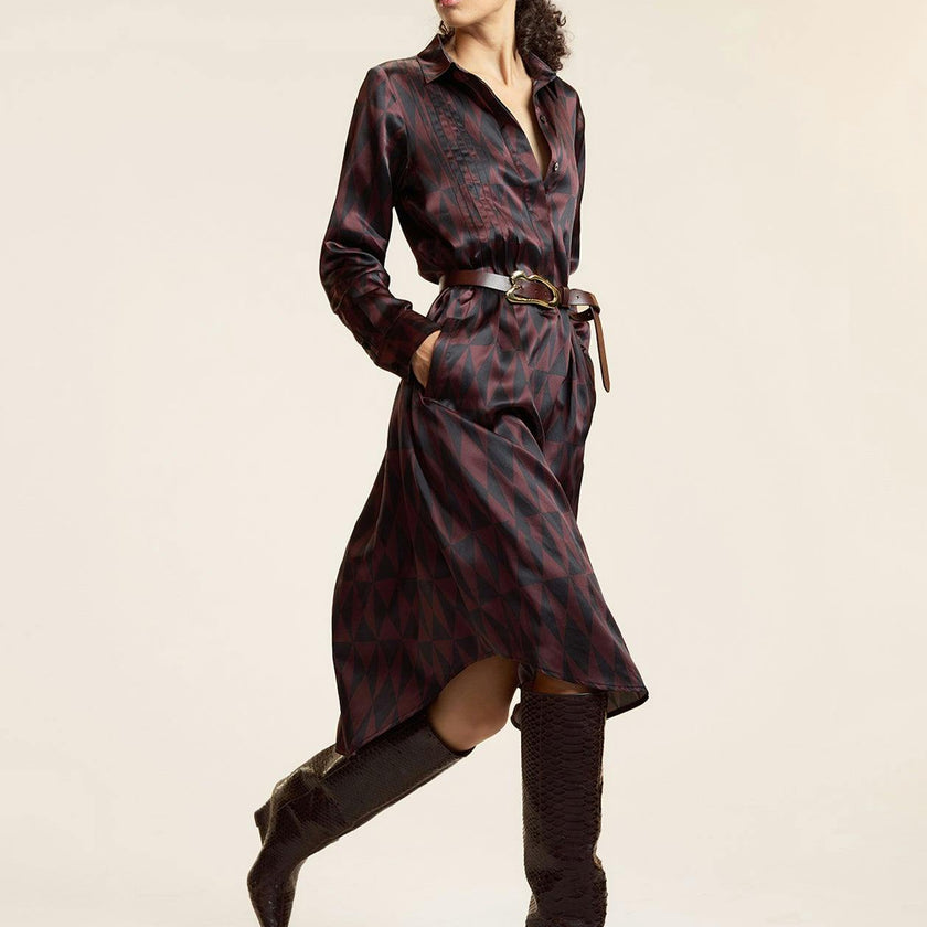 Silk Pintuck Shirt Dress