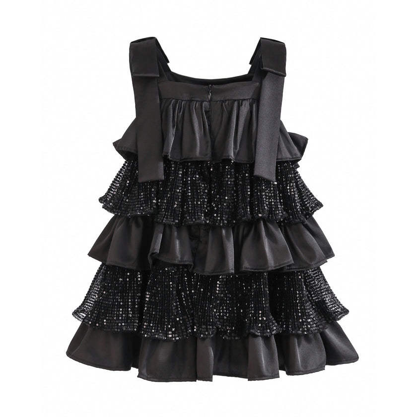 Black Bellamy Ruffle Sequin Dress