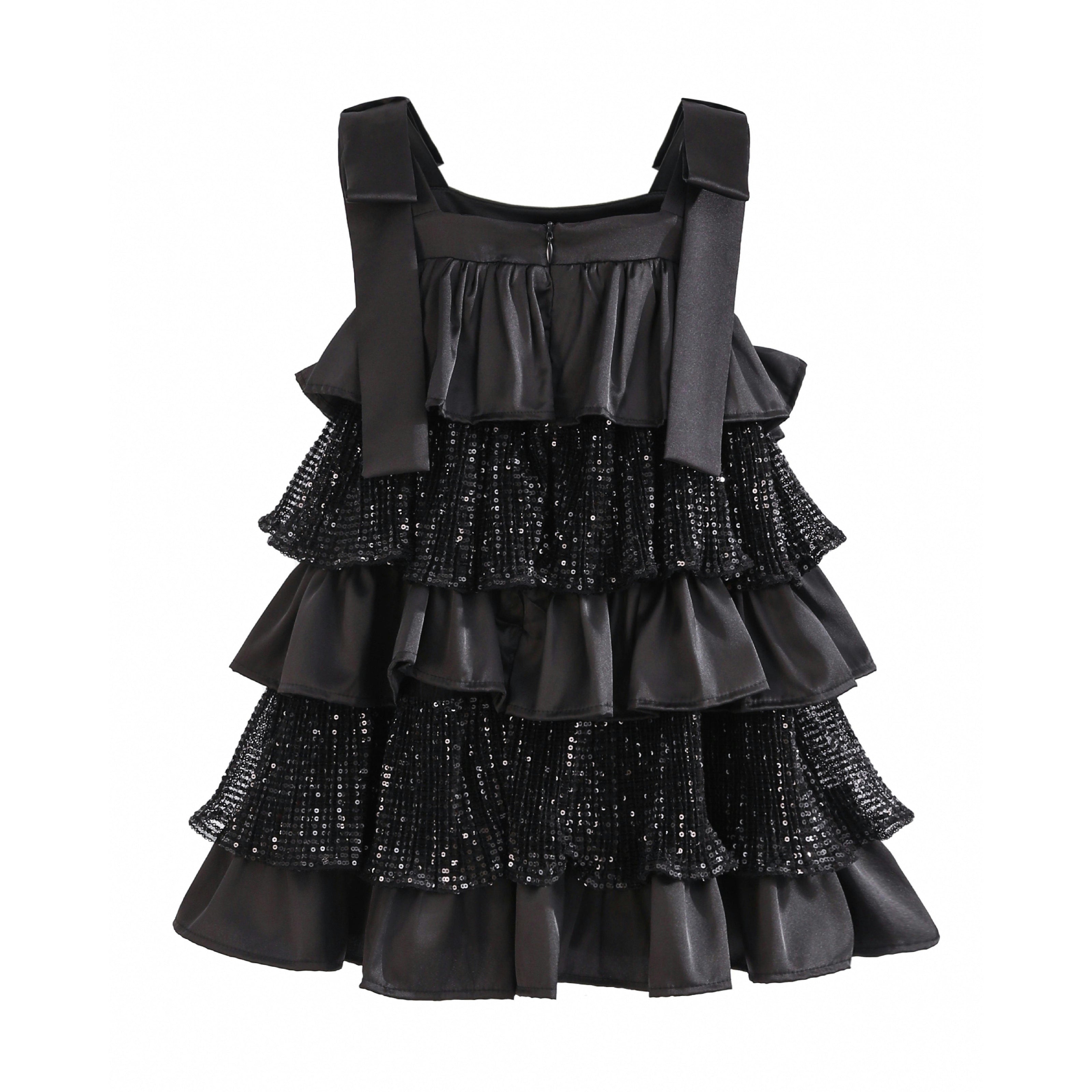 Black Bellamy Ruffle Sequin Dress