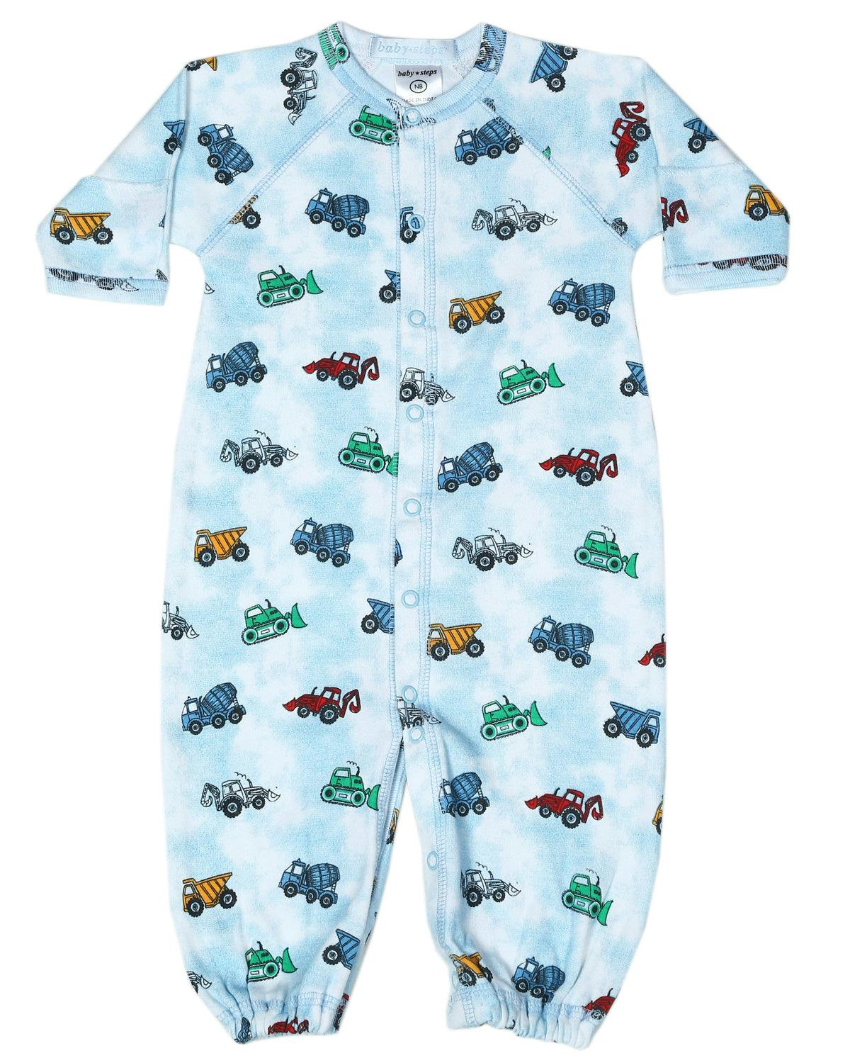 Baby Converter Gown - Construction Trucks