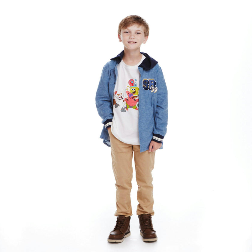 SpongeBob SquarePants™ x Andy & Evan® | Kids Krabby Patty Sleigh Ride Tee | Pink