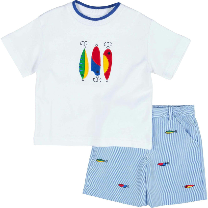 Jr. Cord Short W/Embroidered Fishing Lures