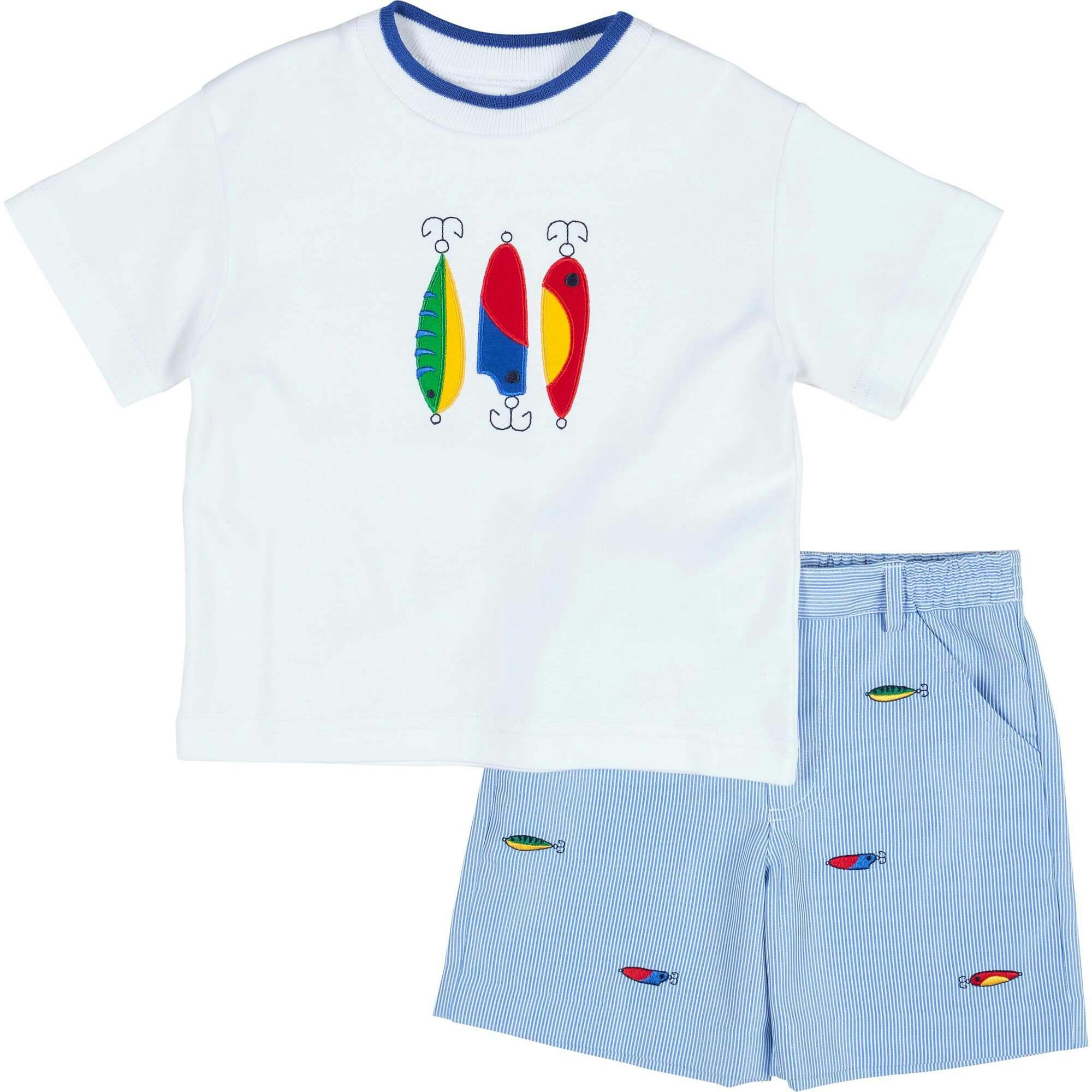 Jr. Cord Short W/Embroidered Fishing Lures