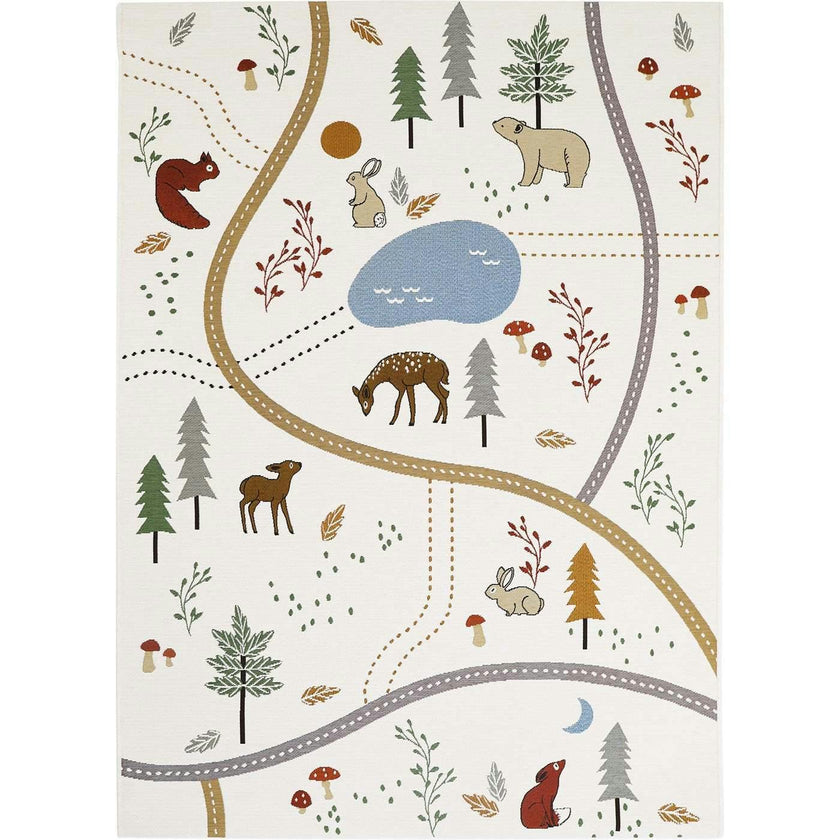 Flat Woven Graphic Print Rectangular Play Rug