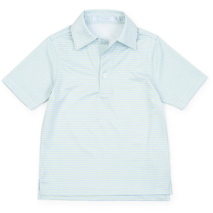 Will Boys' Performance Polo by LH Sport - Club Stripe Blue Green