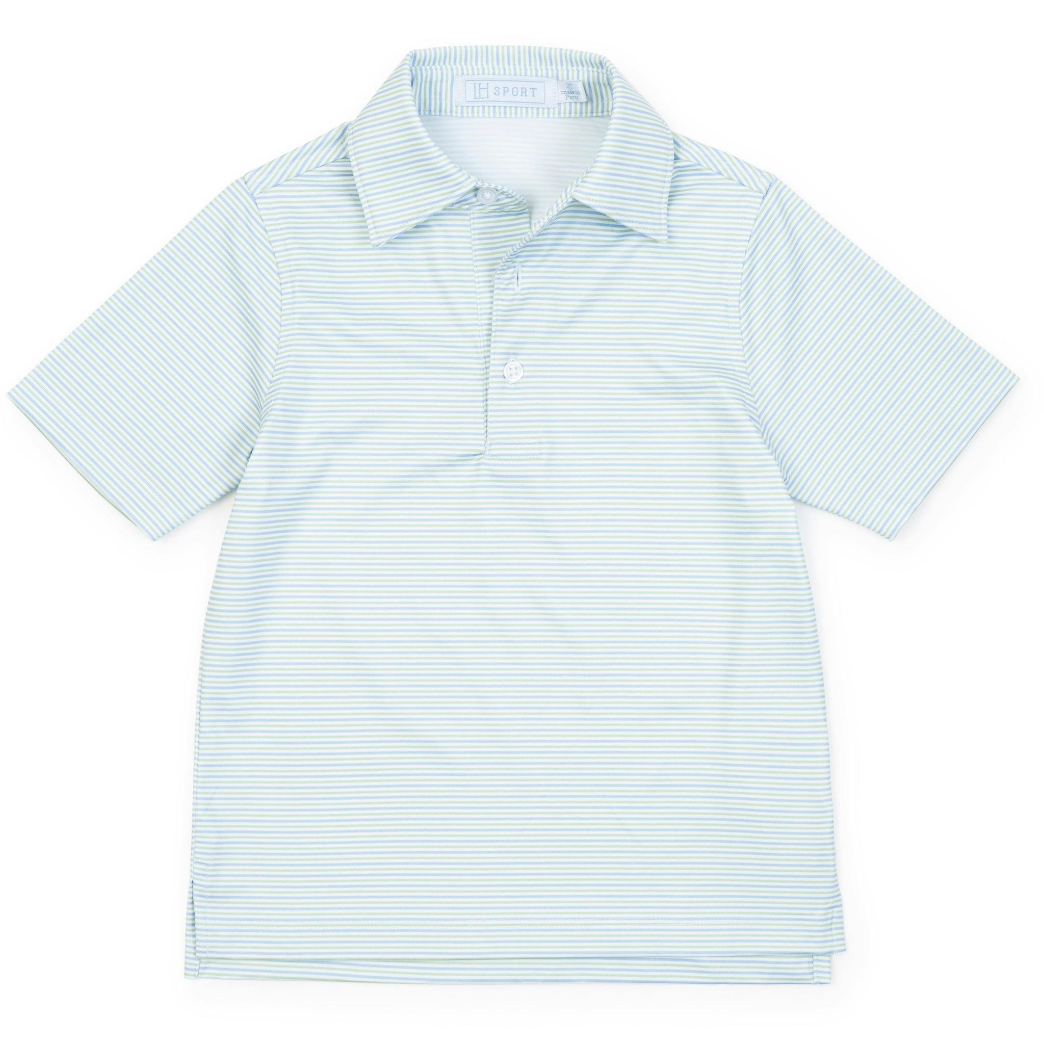 Will Boys' Performance Polo by LH Sport - Club Stripe Blue Green