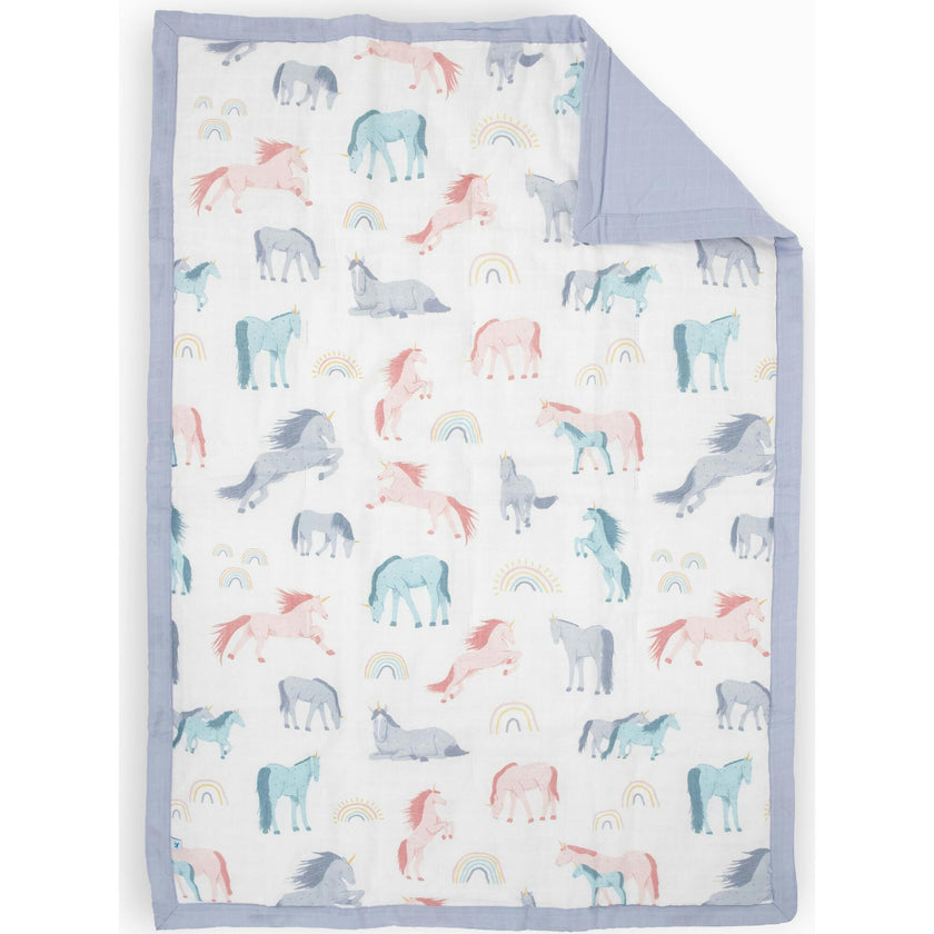 Cotton Muslin Toddler Comforter - Unicorns