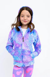 Minky Bubble Zip Hoodie - Turquoise Periwinkle Tie Dye