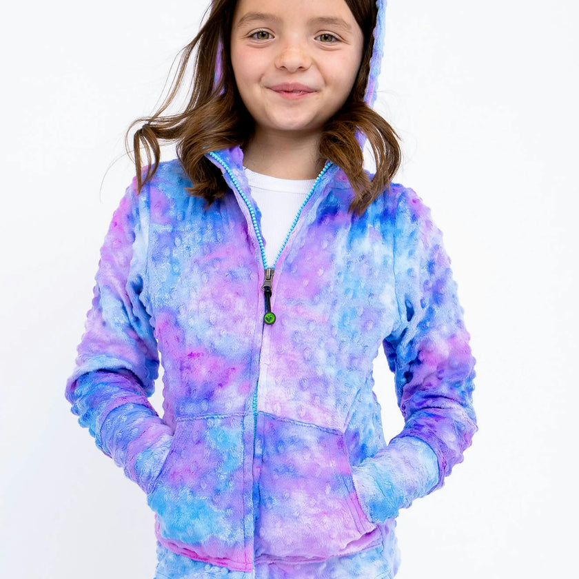 Minky Bubble Zip Hoodie - Tie Dye