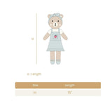 Emma the bear with strawberry  Light blue & natural - 11"