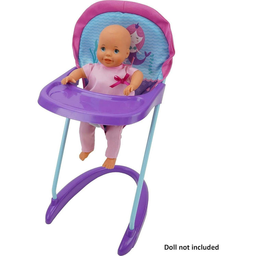 Mermaid Baby Doll Highchair w/ Front Tray & Safety Harness