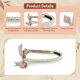 Halo Luxe Molly Double Strand Pearl Grosgrain Bow Headband - Mocha
