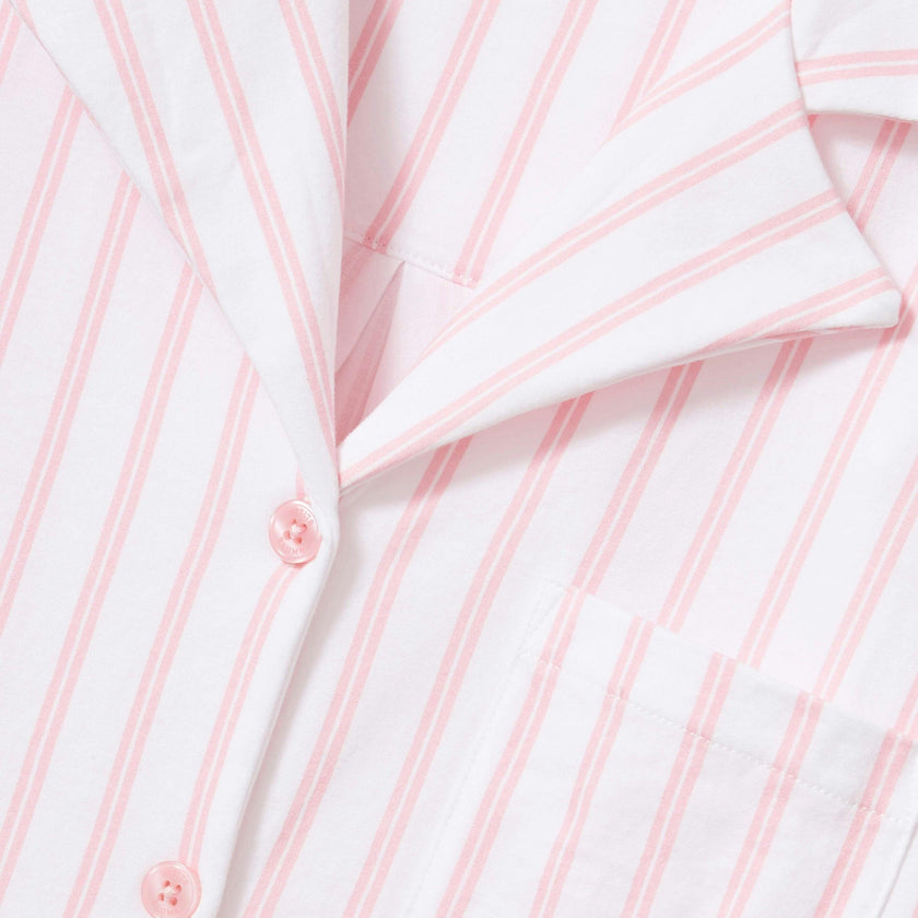 The Olivia Wide Leg Pima Pajama Set in Pink Stripe