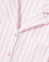 The Olivia Wide Leg Pima Pajama Set in Pink Stripe