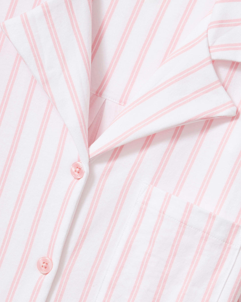 The Olivia Wide Leg Pima Pajama Set in Pink Stripe