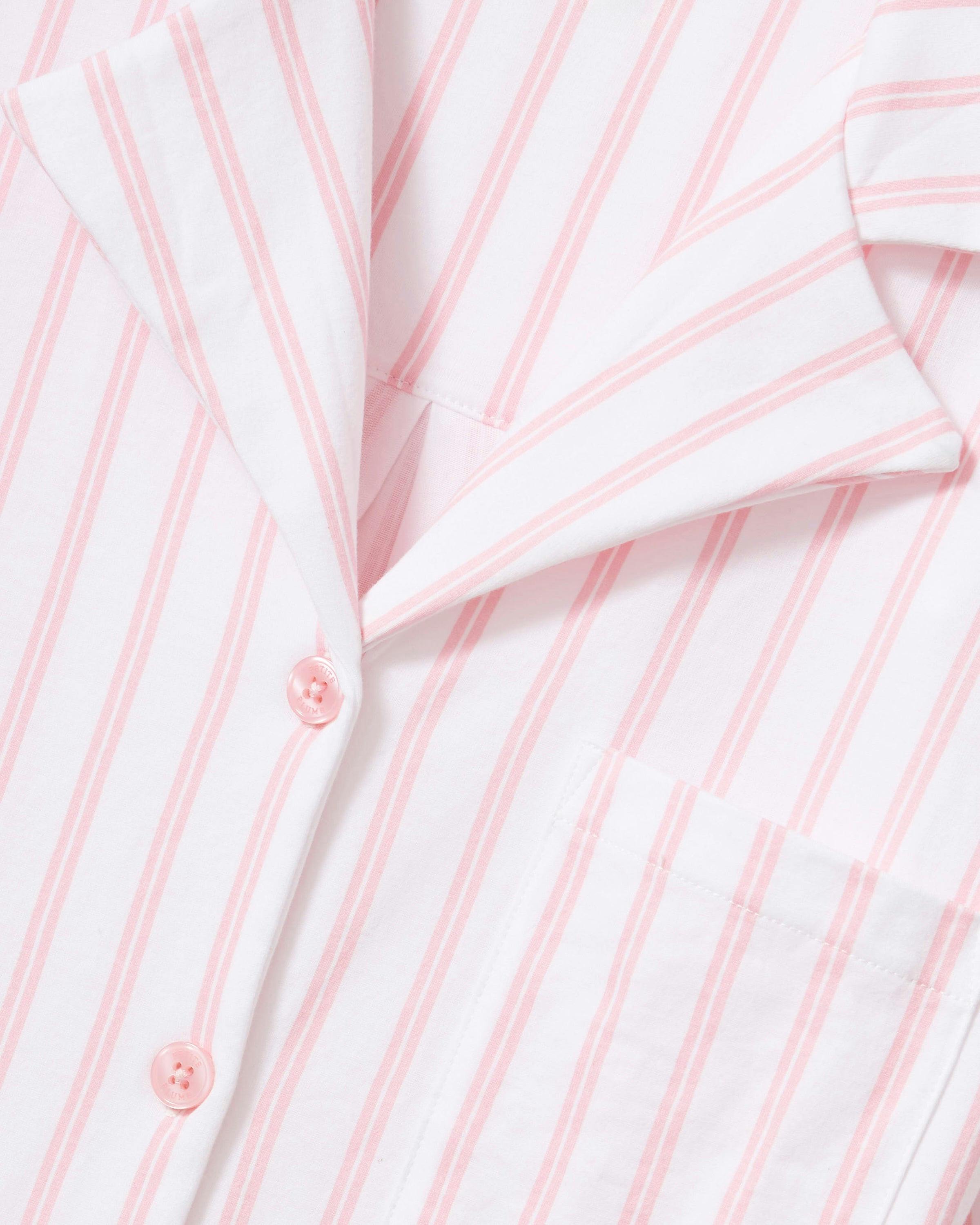 The Olivia Wide Leg Pima Pajama Set in Pink Stripe
