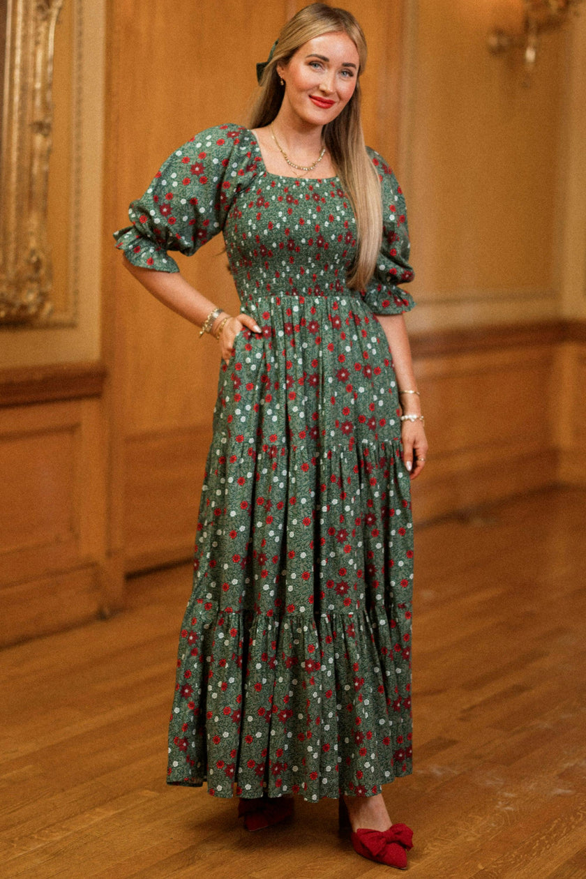 Madeline Maxi Dress in Evergreen Merry Ditsy